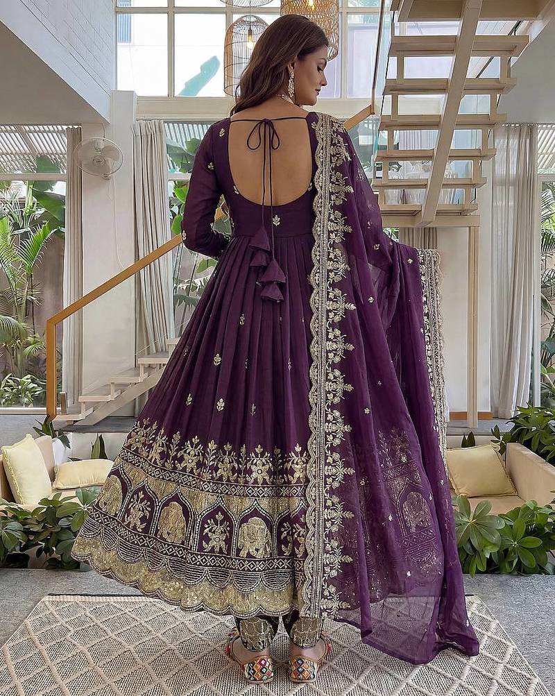  wedding wear embroidered anarkali set