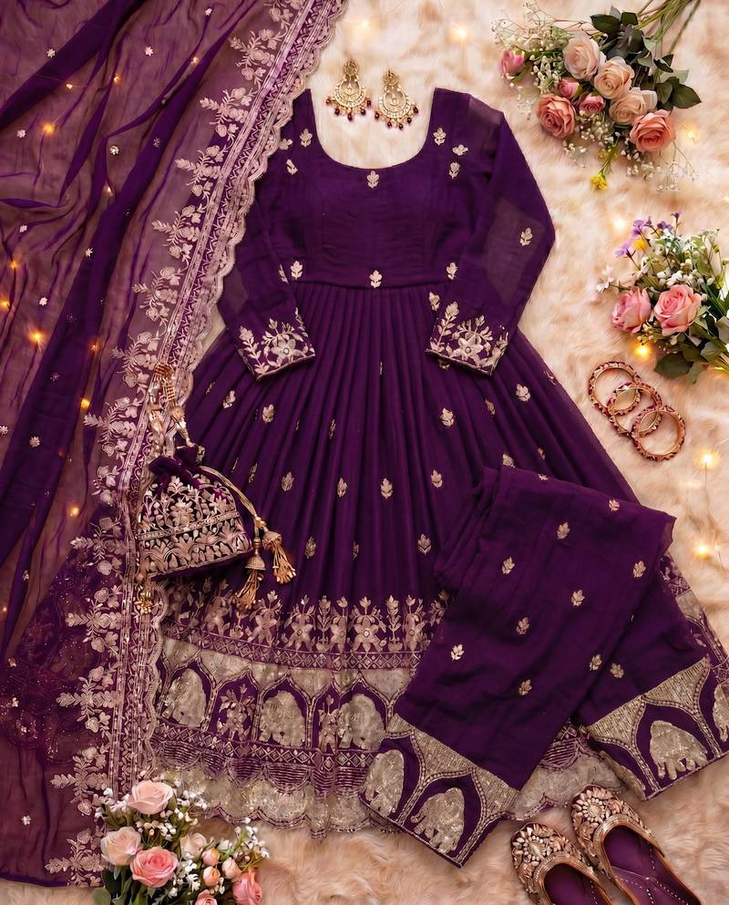  wedding wear embroidered anarkali set
