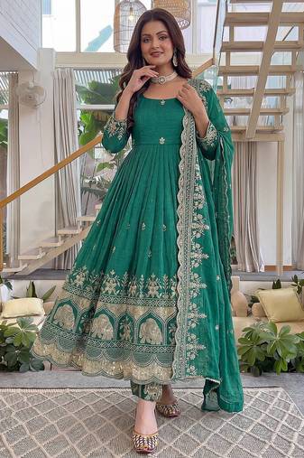  wedding wear embroidered anarkali set