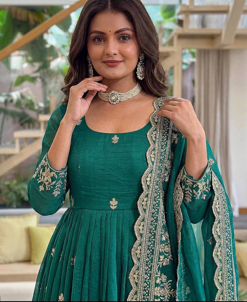  wedding wear embroidered anarkali set