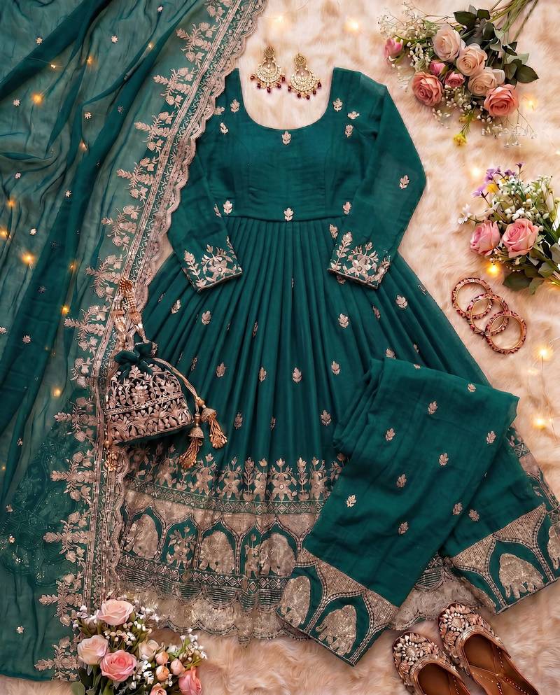  wedding wear embroidered anarkali set