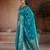 Aqua blue handloom weaving silk blend saree