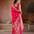 Pink blue handloom weaving silk blend saree