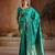 Teal green handloom weaving silk blend saree