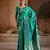 Teal green handloom weaving silk blend saree