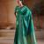 Teal green handloom weaving silk blend saree