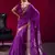 Purple weaving satin linen silk blend saree