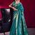 Teal weaving satin linen silk blend saree