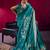 Teal weaving satin linen silk blend saree