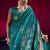 Teal weaving satin linen silk blend saree