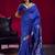 Royal blue weaving satin linen silk blend saree