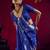 Royal blue weaving satin linen silk blend saree