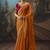 Orange fancy fabric saree with embroidered work