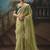 Light olive green fancy fabric saree with embroidered work