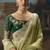 Light olive green fancy fabric saree with embroidered work