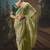 Light olive green fancy fabric saree with embroidered work