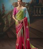 Multicolor fancy fabric saree with embroidered work