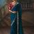 Teal blue fancy fabric saree with embroidered work