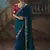 Teal blue fancy fabric saree with embroidered work