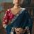 Teal blue fancy fabric saree with embroidered work