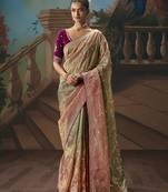 Multicolor fancy fabric saree with embroidered work