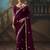 Wine fancy fabric saree with embroidered work