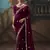 Wine fancy fabric saree with embroidered work