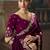 Wine fancy fabric saree with embroidered work