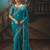 Aqua blue fancy fabric saree with embroidered work