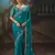 Aqua blue fancy fabric saree with embroidered work