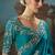 Aqua blue fancy fabric saree with embroidered work
