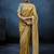 Gold fancy fabric embroidered saree with stiched blouse