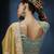 Gold fancy fabric embroidered saree with stiched blouse