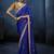 Royal blue fancy fabric embroidered saree with stiched blouse
