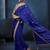 Royal blue fancy fabric embroidered saree with stiched blouse