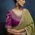 Light green fancy fabric embroidered saree with stiched blouse