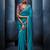 Aqua blue fancy fabric embroidered saree with stiched blouse
