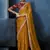 Orange fancy fabric embroidered saree with stiched blouse