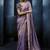 Lavender fancy fabric embroidered saree with stiched blouse