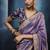 Lavender fancy fabric embroidered saree with stiched blouse