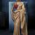 Beige fancy fabric embroidered saree with stiched blouse