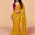 Mustard yellow faux organza satin saree with embroidery