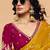 Mustard yellow faux organza satin saree with embroidery