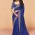 Navy blue faux organza satin saree with embroidery