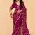 Rani pink faux organza satin saree with embroidery