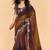 Golden brown faux organza satin saree with embroidery