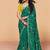 Teal green faux organza satin saree with embroidery