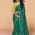 Teal green faux organza satin saree with embroidery