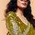 Olive green faux organza satin saree with embroidery