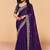 Purple faux organza satin saree with embroidery